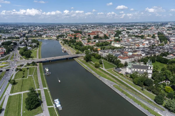 Veduta Aerea Cracovia Una Capitale Storica Della Polonia Crepuscolo Giornata — Foto Stock