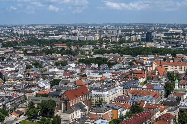 Vista Aérea Cracóvia Uma Capital Histórica Polônia Dia Ensolarado — Fotografia de Stock
