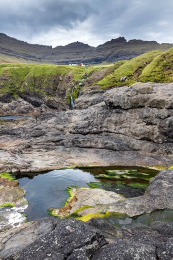 Kuzey doğası, Vidareidis köyü, Faroe Adaları, Danimarka.