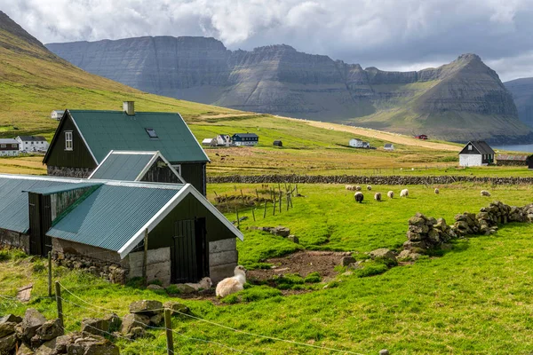 Vidareidis村にある木製の古い家島のVidoy Faroe Islands Denmark — ストック写真