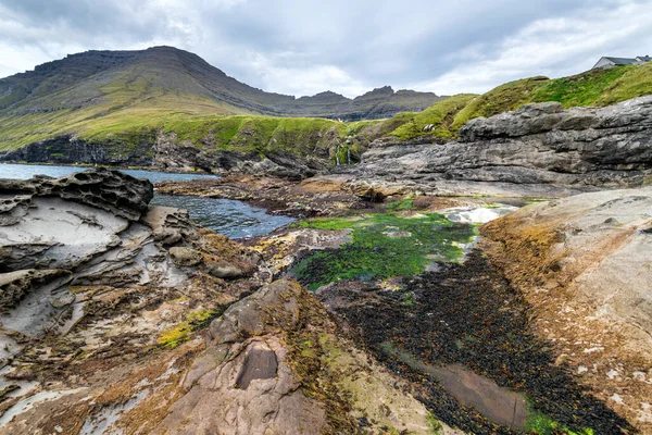 Peisaj Natural Nordic Sat Vidareidis Insulele Feroe Danemarca — Fotografie, imagine de stoc