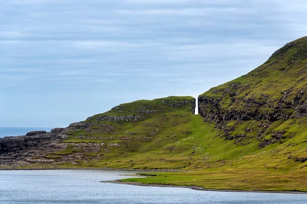 Sorvagsvatn Panorama Sulle Scogliere Del Lago Isole Faroe Sull Oceano — Foto Stock