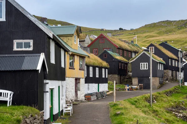Mykines Village Houses Grass Roofs Mykines Island Faroe Islands Europe — Stock Photo, Image