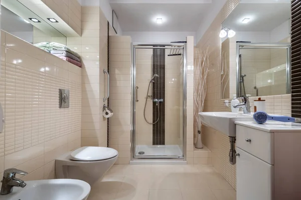 Banheiro Pequeno Estilo Contemporâneo Compacto Design Interiores — Fotografia de Stock