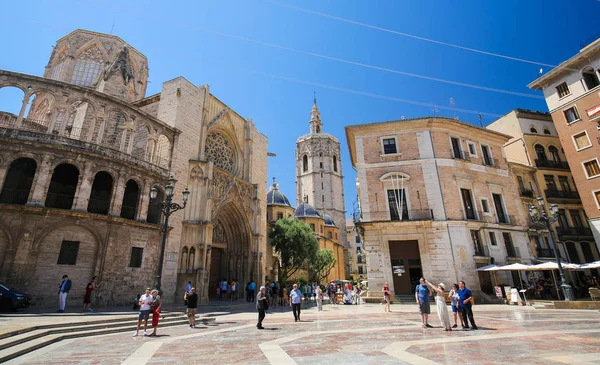 Valencia España Junio 2018 Catedral Valencia Siglo Xiii Torre Del —  Fotos de Stock