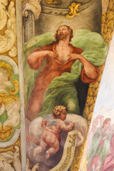 西班牙瓦伦西亚 2018年6月15日 第十七世纪在西班牙巴伦西亚的圣尼古拉斯教堂和圣彼得受难者的壁画 描绘耶稣和天使 — 图库照片