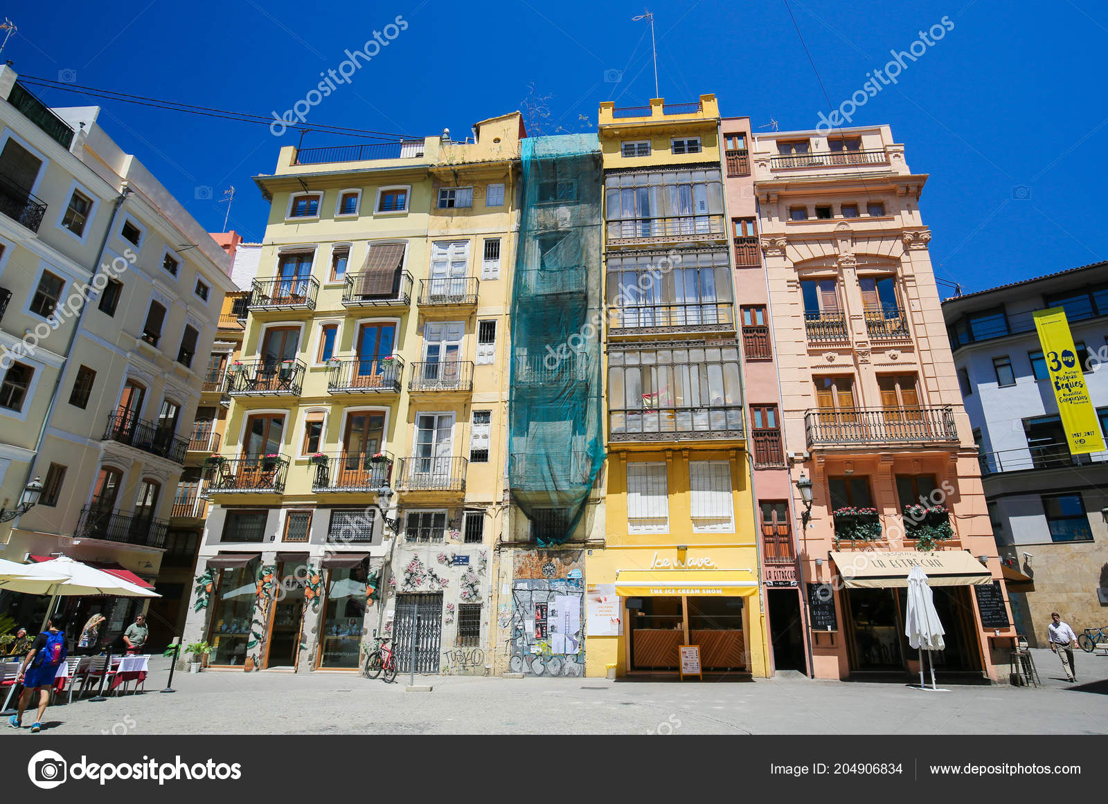 Valencia Spain June 2018 Typical Colorful Buildings Plaza Lope