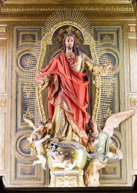 Valencia, İspanya - 15 Haziran 2018: Heykeli İsa ve Valencia, İspanya Bazilikası Sacred Heart
