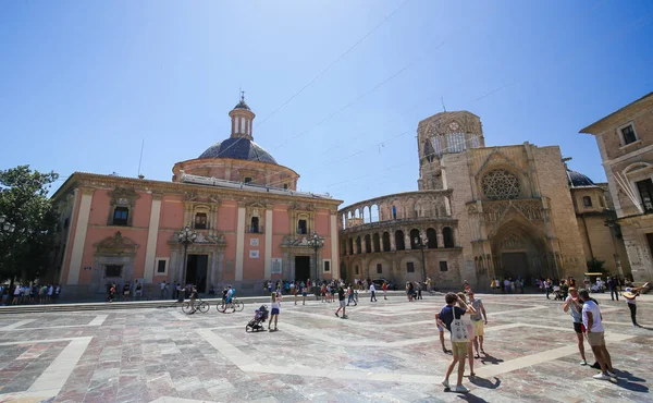 Valencia Spain June 2018 Valencia Cathedral 13Th Basilica Virgen Los — Stock Photo, Image