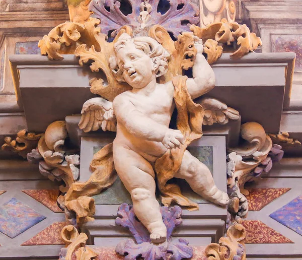 Valencia Spain June 2018 Frescoes Baroque Angel Sculpture Church Saint — Stock Photo, Image