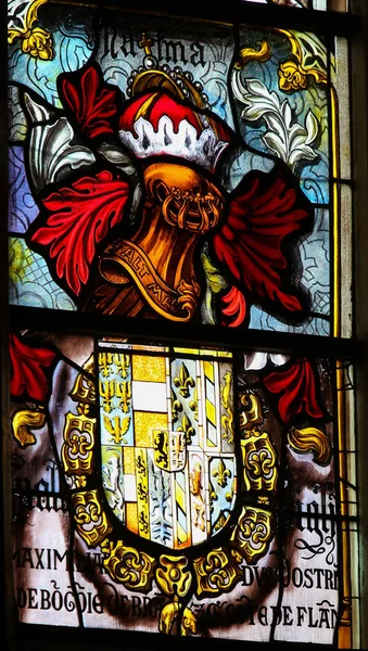 Bruges Belgium August 2018 Stained Glass Basilica Holy Blood Bruges — Stock Photo, Image