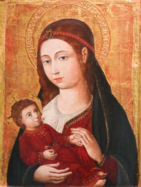 Valencia, İspanya - 15 Haziran 2018: bebek İsa Kilisesi, Valencia, İspanya tutan Madonna'nın boyama