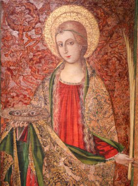 Valencia, İspanya - 15 Haziran 2018: Resim Lucia, Syracuse, olarak da bilinen Saint Lucy veya Saint Lucia, Kilisesi Valencia, İspanya
