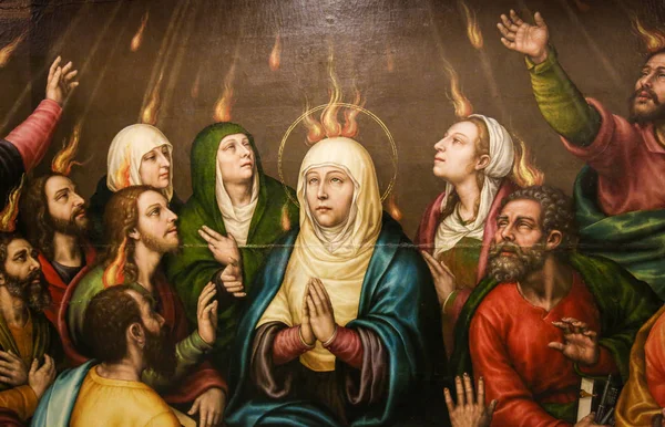 Valencia Spanyolország 2018 Június Festés Anyja Mária Apostolok Pünkösdkor Egyház — Stock Fotó