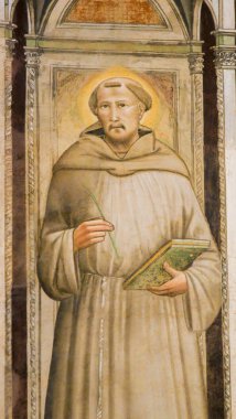 Florence, İtalya - 9 Ağustos 2018: Rönesans fresk Saint Francis, Basilica Santa Croce, Florence, İtalya.