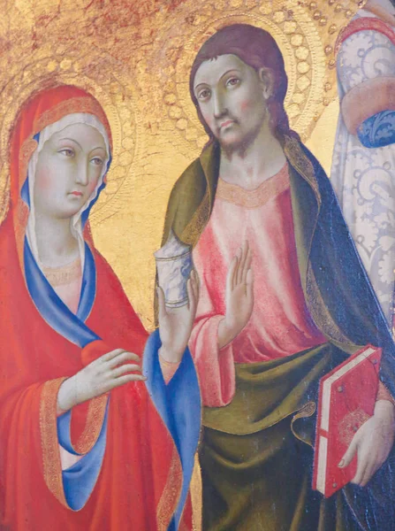 意大利皮恩扎 2018年8月6日 在意大利皮恩扎大教堂绘画 描绘天主教圣徒 — 图库照片