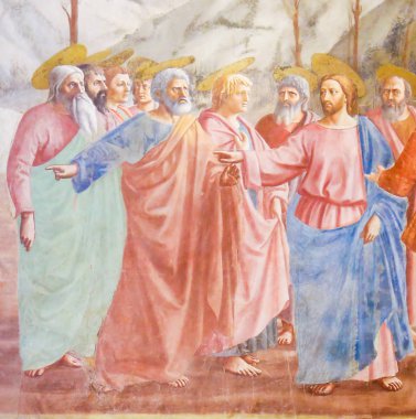 Florence, İtalya - 9 Ağustos 2018: Tribute para, ünlü fresk Masaccio Brancacci Chapel, 