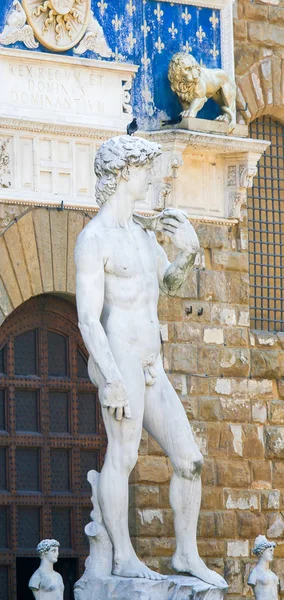 Florencja Włochy Sierpień 2018 Replika Staue David Poza Palazzo Vecchio — Zdjęcie stockowe