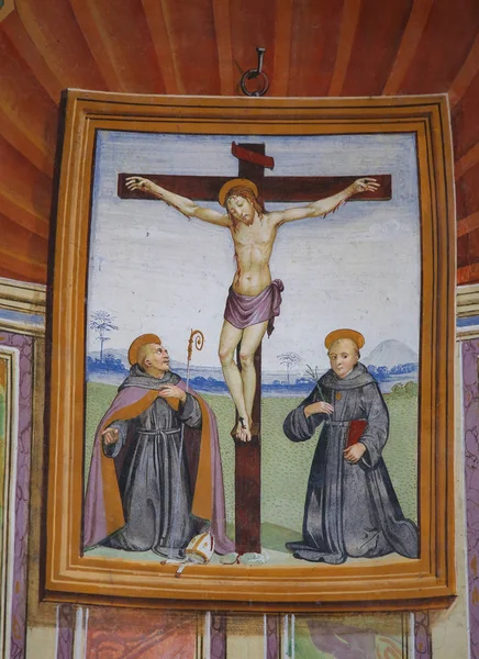 San Gimignano Italië Juli 2017 Schilderkunst Beeltenis Van Kruisiging Kerk — Stockfoto