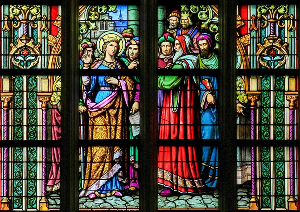 Του Hertogenbosch Ιουλίου 2011 Χρωματισμένο Γυαλί Που Απεικονίζει Την Αγία — Φωτογραφία Αρχείου