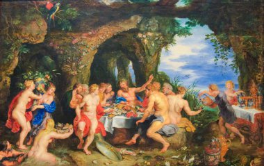 Brussels, Belgium - July 10, 2018: The Feast of Achelo, painting by Peter Paul Rubens created in 1615. clipart