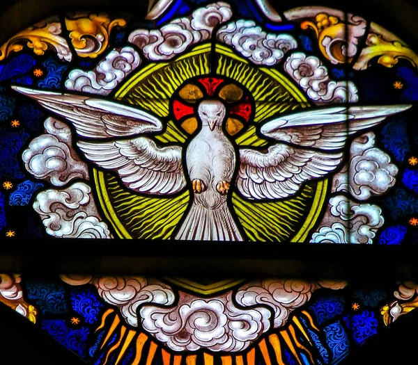 Ghent Belgium December 2016 Stained Glass Depicting Holy Spirit Dove — Stock Photo, Image