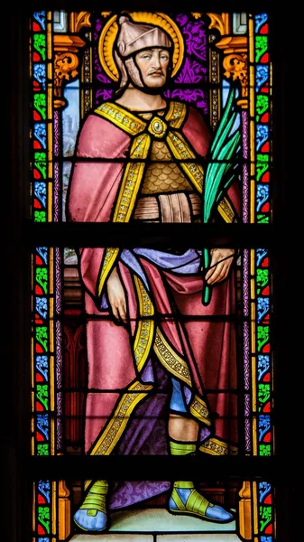 Brussels Belgium July 2018 Stained Glass Cathedral Brussels Belgium Depicting — Stock Photo, Image