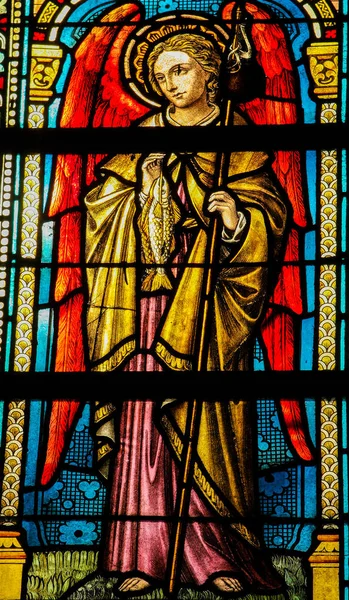 Spa Belgium July 2009 Stained Glass Depicting Saint Raphael Cathedral — Stock Photo, Image