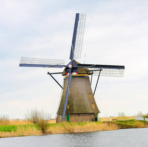 Jeden Mlýnů Kinderdijk Slavné Holandské Turistické Místo Blízkosti Rotterdam — Stock fotografie