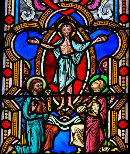 Monako Listopada 2018 Witraże Katedrze Monako Przedstawiający Objawienie Jezusa Przed — Zdjęcie stockowe