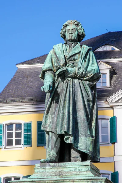 Ünlü Beethoven Anıtı Önünde Postamt Bonn Kuzey Ren Vestfalya Almanya — Stok fotoğraf