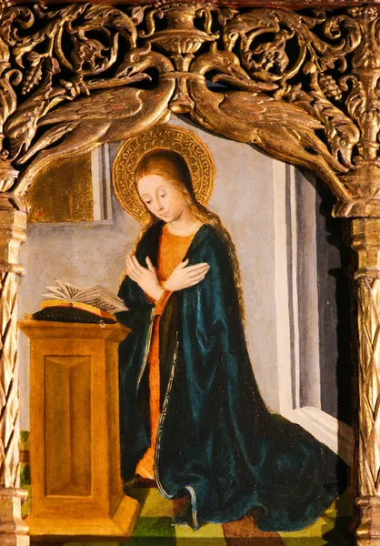 Monaco November 2018 Mother Mary Prayer Altarpiece Nicolas 1500 Cathedral — Stock Photo, Image