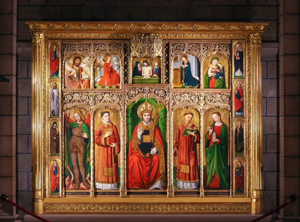 Monaco Noiembrie 2018 Altarpiece Nicolas 1500 Catedrala Din Monaco — Fotografie, imagine de stoc