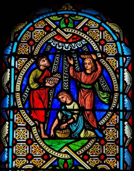 Monaco November 2018 Stained Glass Cathedral Monaco Depicting Body Christ — Stock Photo, Image