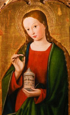 Monaco - 13 Kasım 2018: Resim Mary Magdalene mihrabını Monaco Katedrali St Nicolas (1500) üzerinde