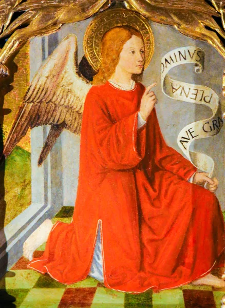 摩纳哥 2018年11月13日 在摩纳哥大教堂的圣尼古拉斯 1500 的阿尔塔布上画大天使拉斐尔 — 图库照片