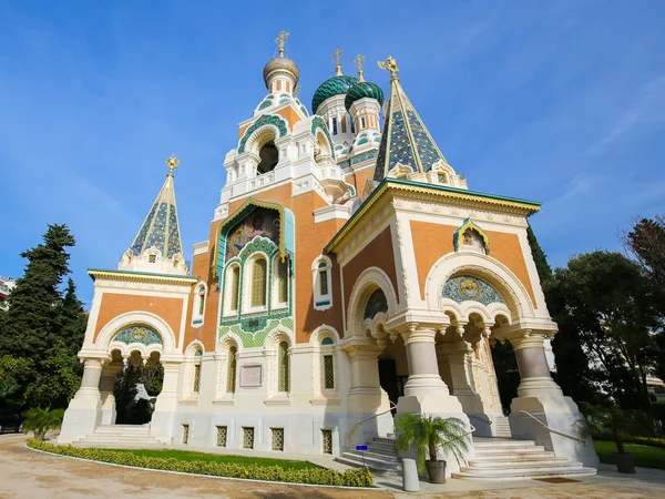 ニース フランス 西ヨーロッパで最大の東正教会大聖堂セントニコラスのロシア正教会大聖堂 — ストック写真
