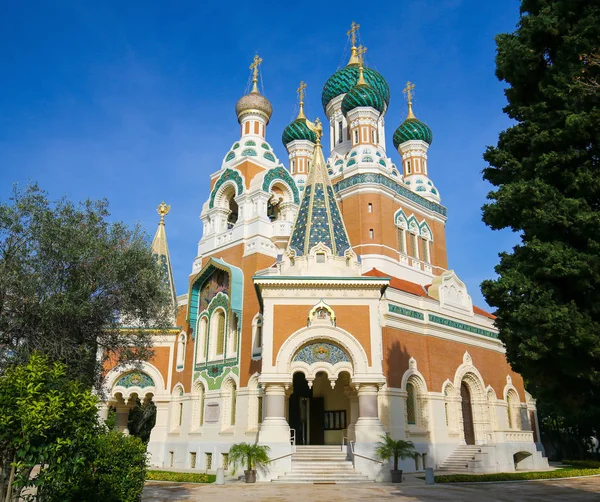 位于法国尼斯的俄罗斯东正教圣尼古拉斯大教堂 西欧最大的东正教大教堂 — 图库照片