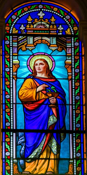 Antibes France November 2018 Stained Glass Church Antibes France Depicting — Stock Photo, Image