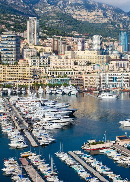 Monaco November 2018 Utsikten Från Rocher Lyxbåtar Hamnen Furstendömet Monaco — Stockfoto
