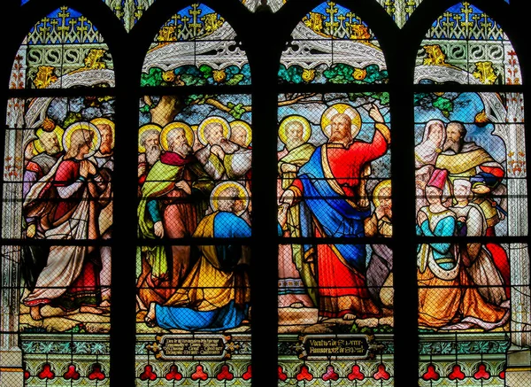 Παρίσι Γαλλία Φεβρουαρίου 2019 Χρωματισμένο Γυαλί Εκκλησία Του Saint Severin — Φωτογραφία Αρχείου