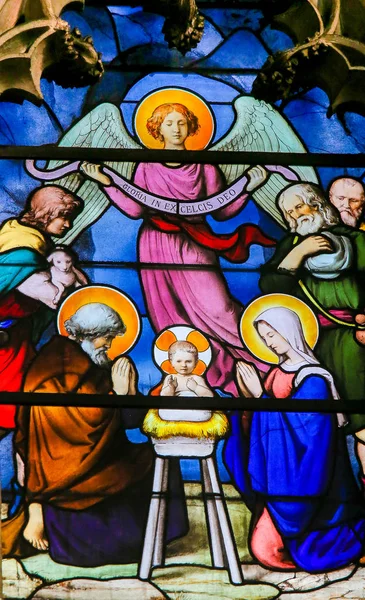 Paris Franz Februar 2019 Glasmalerei Der Kirche Saint Severin Lateinisches — Stockfoto
