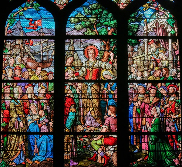 Paris Frankreich Februar 2019 Glasmalerei Der Kirche Saint Severin Lateinisches — Stockfoto