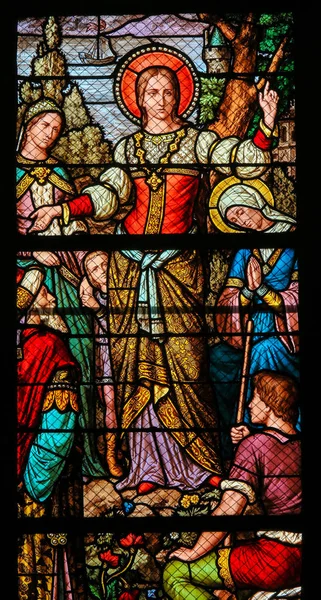 法国巴黎 2019年2月10日 法国巴黎拉丁区圣塞韦林教堂的彩色玻璃 描绘玛丽 马格达莱娜 — 图库照片