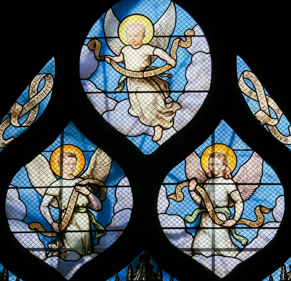 Paris France February 2019 Stained Glass Church Saint Severin Latin — Zdjęcie stockowe