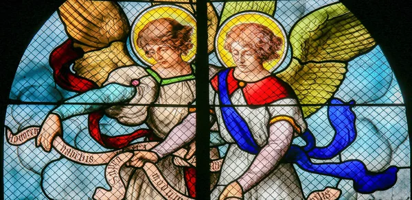 Paris France February 2019 Stained Glass Church Saint Severin Latin — ストック写真