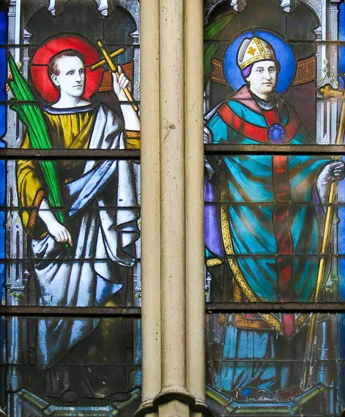 Parijs Frankrijk Februari 2019 Gebrandschilderd Glas Kerk Van Sint Severin — Stockfoto