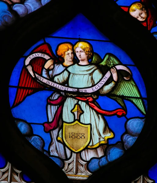 Stained Glass in Paris of Angels — Stock Photo, Image