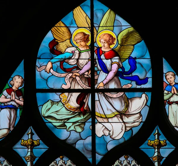 Stained Glass in Paris of Angels — Stock Photo, Image