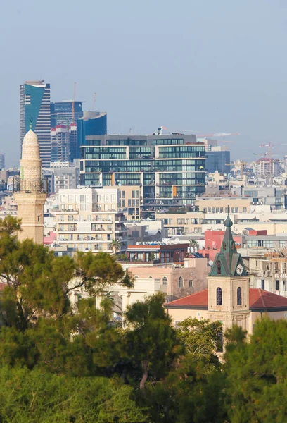 Widok na Jaffa i panoramę Tel Awiwu, Izrael — Zdjęcie stockowe